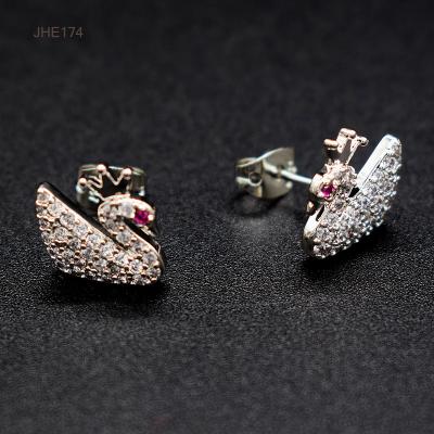 China 2021 High Quality Silver Swan Stud Earrings Ear Cuff Earring Jewelry JHE174 Cute Fashion Women's Earings Women's Earings for sale