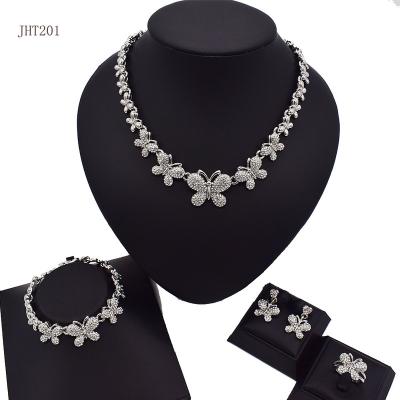 China JHT201 High Quality High Quality Silver Diamond Butterfly Women's Silver Wedding Jewelry Set for sale