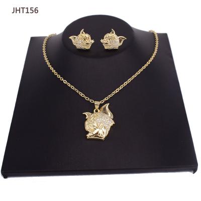 China JHT156 Fashion High Quality 18K Gold Plated Zircon Kids Jewelry Little Talking Tom Necklace Earring Set for sale