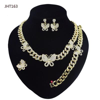 China JHT163 Wholesale Fashion Jewelry Set 18K Gold Plated Fashion Hip Hop Butterfly Jewelry Set for sale