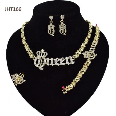 China JHT166 wholesale cute jewelry sets women's 4piece crown xo jewelry set real gold jewelry set women for sale