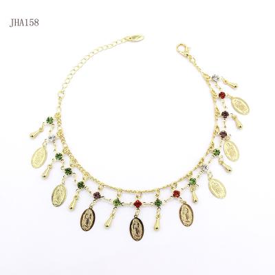 China FASHION JHA158 Wholesale Two-layer 18K Diamond Anklet Wholesale Religious Women's Gold Plated Anklet for sale