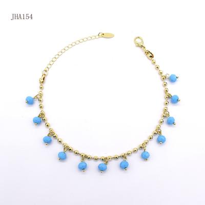 China High Quality Wholesale Anklet 18K Blue Rosary Women's Gold Plated Anklet JHA152 for sale