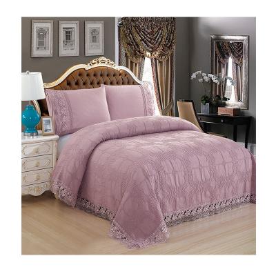 China Popular Comfy Goods Solid Chenille Washable Four Piece Bed Skirt Three Piece Home Dorm One Piece Set for sale