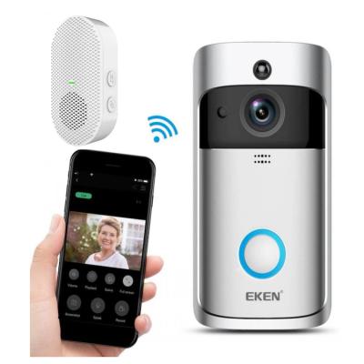 China Home Security Device 166 Degree Wireless Smart HD Camera Wide Angle Lens Wifi Chime Visual Doorbell EKEN V5 for sale