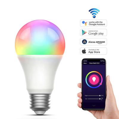 China 806LM Dimmable LED Residential Light Bulbs E27 B22 Multicolor Smart Led Light Bulb Alexa Bulb for sale