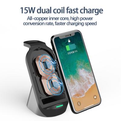 China Smart Watch New Arrival 15W Fast Charging Dock Chargers Stand Desktop 3 in 1 Wireless Charger for Smartphone Watch Charger for sale