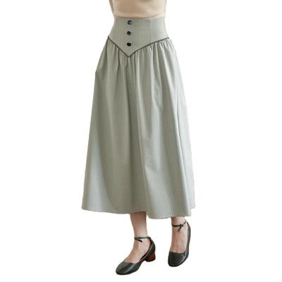 China Latest Stylish Anti-Static Custom Design Plus Size High Waist Summer Casual Pleated Pockets Plain Women Half Skirt for sale