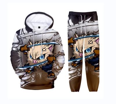 China Anti-wrinkle new design n wish border anime 3D digital printing hoodies tracksuit sport wear sweater and pant suit for sale