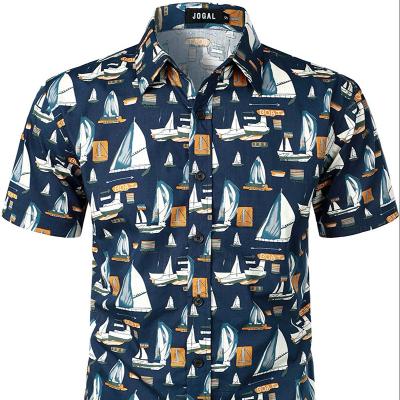 China Hot Sale Anti-Shrink Men's Hawaiin Short Sleeve Shirt Print Casual Beach Shirt for sale