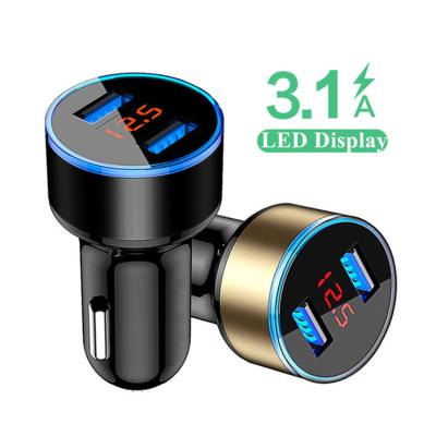 China Fast Car Charger High Quality 3.1A Fast Charger LED Small Car Charger Adapter Lighter Electric Dual USB Car Charger for Phones for sale