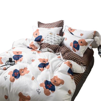 China Sales#Polyester Printing 4pcs Duvet Cover Designer Flat Sheet Modern Direct #Factory Nondisposable Bedding Set for sale