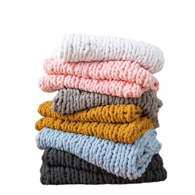 China Sales#chunky Direct #Factory Anti-Static Chenille Throws Home Decor Handmade Chunky Yarn Blanket for sale