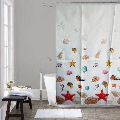 China Starfish Sustainable Design World Sea Grommet Waterproof Bathroom Shower Curtain for sale