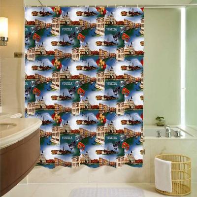 China Sustainable Modern European Home Printing Metallic Shower Curtain for sale