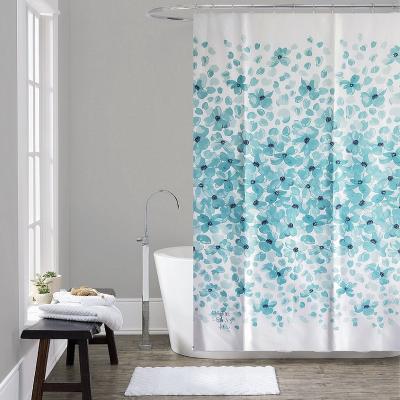 China Sustainable Flower Petal Design Grommet Waterpoof Bathroom Rust-Resistant Shower Curtain for sale