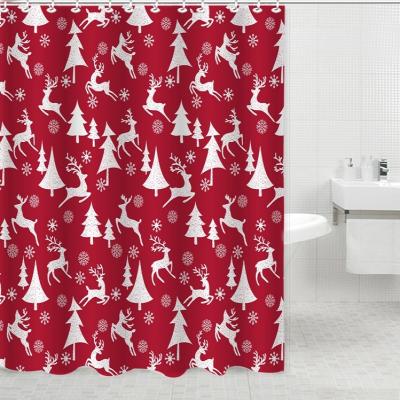 China Sustainable Christmas Polyester Bathroom Rust-Resistant Shower Curtains for sale