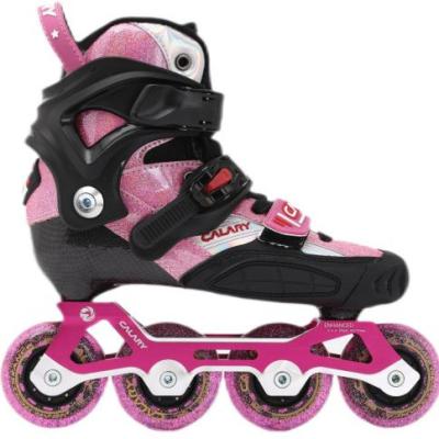 China 2022 Hot Pink Amazon Carbon CNC Alumium Fiber Roller Skates Professional Kids Outdoor Blue Pink Skates For Kids for sale