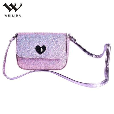 China PU+Glitter Fashion Wholesale Children's Messenger Bag Crossbody Bag Shoulder Kids Design Sling Bag for sale