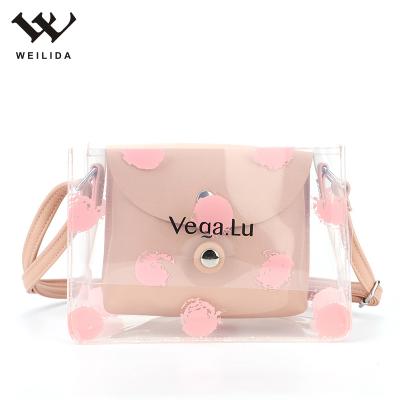 China Brand Design Women PU Transparent Beach Bag Summer EVA Small Messenger Bags Kisd Cross - Body Shoulder Bags for sale