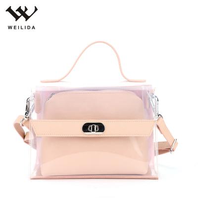 China Korean Wholesale Transparent EVA + PU Transparent 2Pcs Kids Children Set Cross - Body Bag For Kids for sale