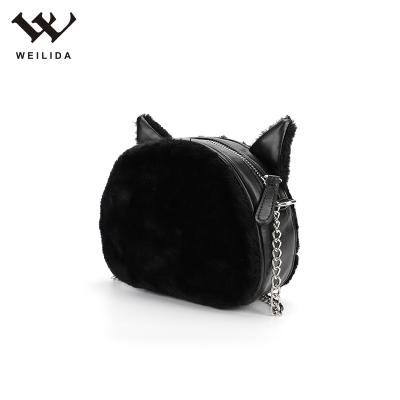 China Fashion Competitive Price Black Bag Sherpa Material Chest Cross - Body Bag For Girl for sale