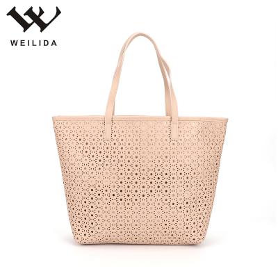 China Wholesale Fashion Travel Ladies Beach Bag Shopping Women Tote Bag With Zipper PU Zipper for sale