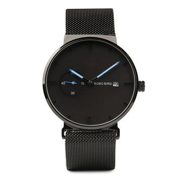 China Luxury Elegant BOBO BIRD Watch Stainless Steel Calendar Watches Full with Mesh Strap for sale