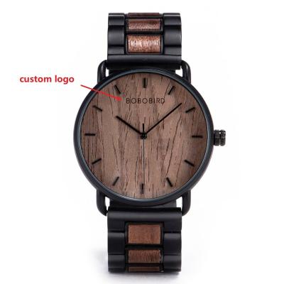 China Alarm BOBO BIRD New Arrival Style Minimalist Quartz Watches Men Logo Wooden Watch Custom Made As Gift for sale