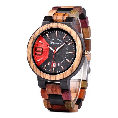 China Not Specified BOBO Logo Watch Colorful Wood Wristwatch 2019 Calendar Display Custom Made For Men for sale