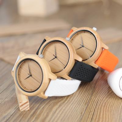 China Not specified 2021 BOBO BIRD wholesale bamboo sports watch natural wooden custom logo with silicone band for sale