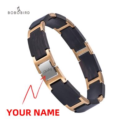 China BOBO BIRD New Arrival Casual/Sporty Wholesale Charm Wood and Stainless Steel Custom Bangle Bracelets for Men and Women for sale