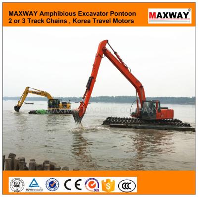 China famous MAXWAY | DOOSAN 225 amphibious excavator with 1.1 m3 bucket, CE, EPA, model: MAX225SD original or 14 arm--18 meter long arm for sale