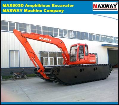 China 15 Ton Operating weight, small amphibious excavator for sale, 0.35 m3 buckets. CE, EPA available. Model: Standard deviation 0.35 m3 of max 80 for sale