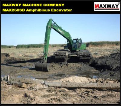 China ISUZU Engine Amphibious Excavator for Pipe Laying, Pipe Laying Swamp Excavator, Original CE, EPA, ISO, MAX260SD Arm or 14-16 Meter Long Arm for sale