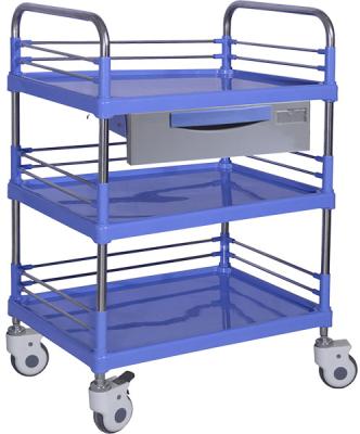 China KLRFT001 Modern Super Large Double Shelves Plastic Medical Trolley for sale