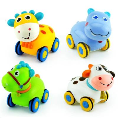 China ChuangFa Toys New Mini Plastic Cartoon Happy Lovely Zoo Toy Inertial Zoo Animals Toys NO-2013B for sale