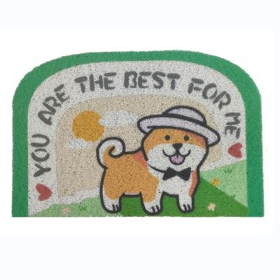 China Non Slip Dog PVC Coil Entrance Stylish Print Customized Indoor Door Mat Non Slip Non Slip for sale