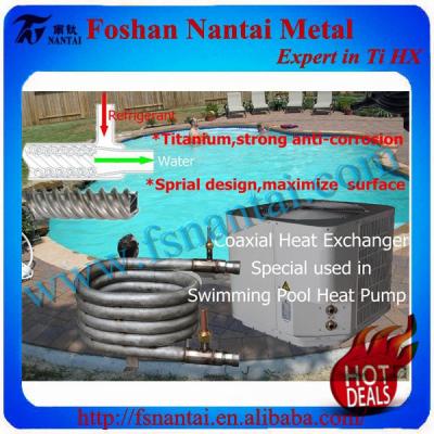 China Titanium Tub Coaxial Tube In Tube Heat Exchanger Water Cooled Condenser for sale