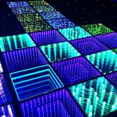 China New Design Club Dancefloor DJ Stage Light Dmx Ip65 RGB 3d Optical Illusion Outdoor Mirror Led Dance Floor Panel Disco Lighting à venda