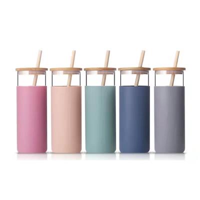 China Niceone Business Travel Water Bottle Silicone Sleeve Protector Thermos with Drinking Straw Glass Vacuum Flask for sale