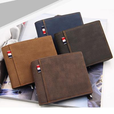 China Stylish RFID Gulidd PU Leather Men Short Purse Male Wallet Simple Casual Men's Small Wallet Leather Clutch for sale