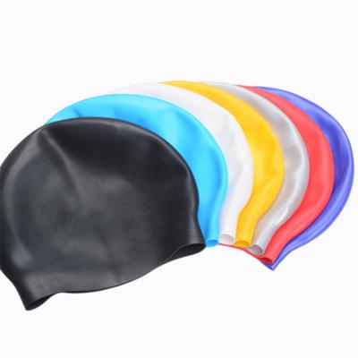 China Custom Silicone Swim Cap OEM Logo Printed Suitable Seamless Hat Pure Color Swim Cap for sale