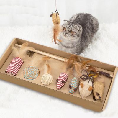 China Stocked Cat Stick Funny Teeth Sisal Suit Feather Pet Bite-Resistant Toys for sale