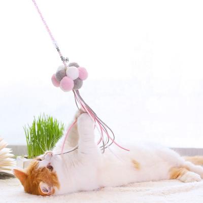 China Funny Stocked Cat Stick Indoor Pet Cat Woolen Ball Handmade Tassel Toys for sale