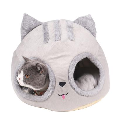 China Stored Pet Supplies Partially Enclosed Cat Nest Cave Soft Pet Bed for Dog and Cat for sale