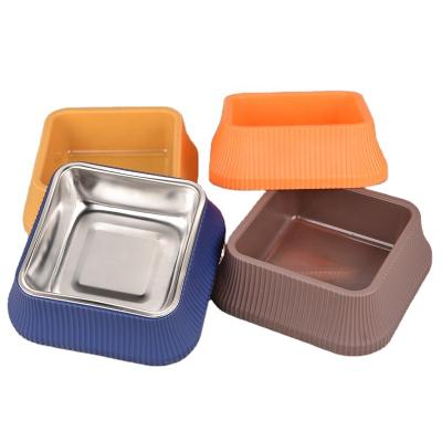 China Durable Anti-rollover Stainless Steel Pet Driver Large Detachable Non-Skid Bowl for sale