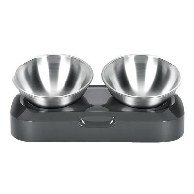 China Wholesale Sustainable Easy Style Double Stainless Steel Pet Bowl With Stand for sale