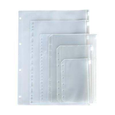 China PVC A5 A6 A7 Clear PVC Clear Envelope Sheet 6 Holes Clear PVC Pocket Zipper Binding Insert Loose Leaf Pocket for sale