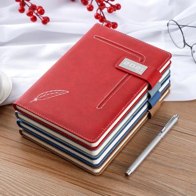 China Hardcover PU Padded 365 A5 Days Planner Soft Red Leather Magnetic Daily Notebooks, 2022 Diary Notebook for sale